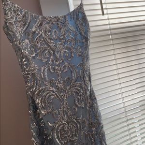 Mini blue sequin dress